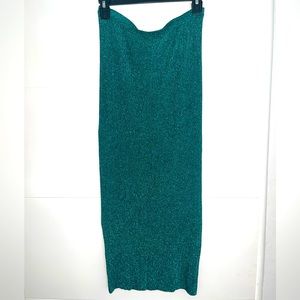 Sparkled Teal Midi Skirt